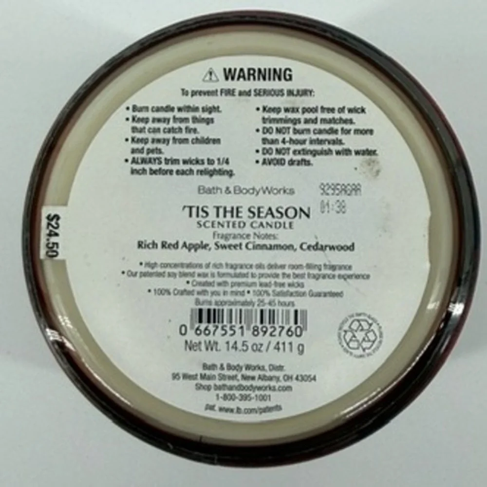 Bath & Body‎ Works Tis The Season 3-Wick Scented Candle 14.5oz Red Plaid Holiday - Picture 5 of 6